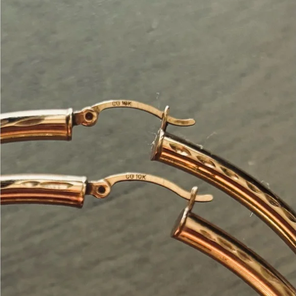 Elegant Large Gold Hoop Earrings (2 inches across) - Picture 6 of 6